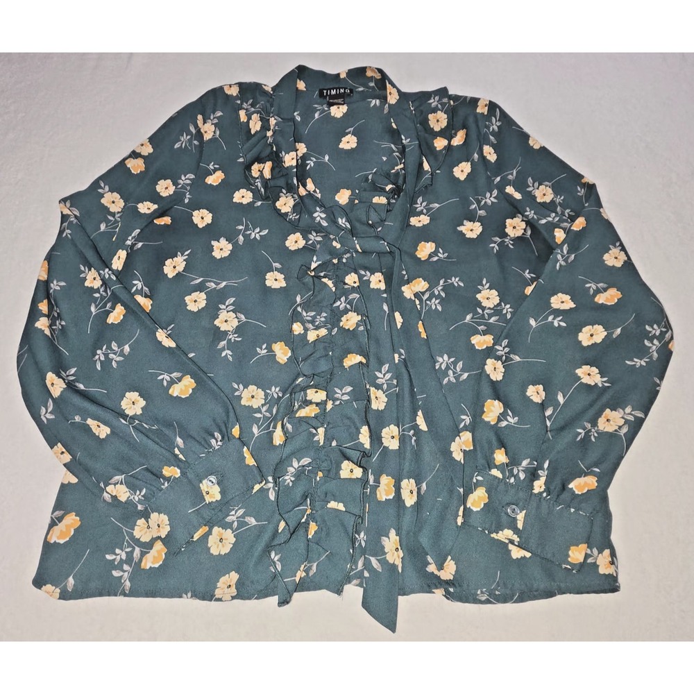 T.I.M.I.N.G Women's Large Floral Bow-Tie Neck Blouse | Style M21436